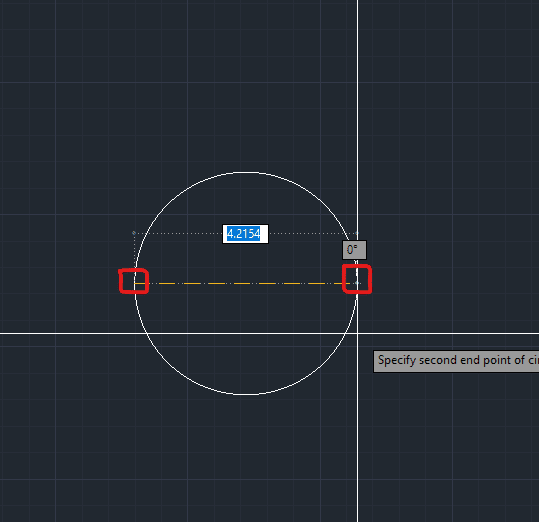 انتخاب دو نقطه بر روی محیط دایره