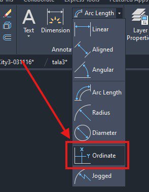 How to execute the DIMORDINATE command in AutoCAD 2