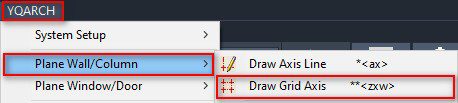 Drawing axes in the YQArch plugin 4