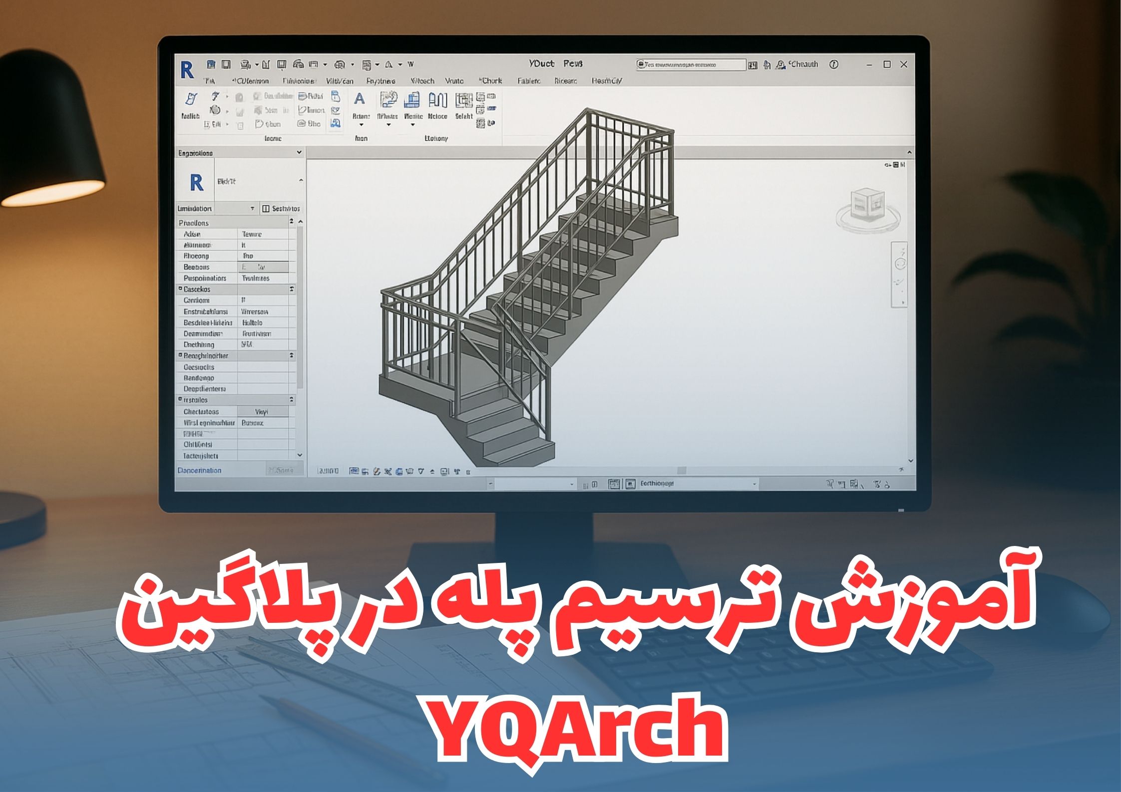 ترسیم راه پله در اتوکد با پلاگین YQArch